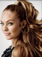 Chic prom hairstyle with modern ponytail up high and highlights