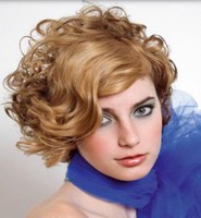 Curly short prom hairstyle with curly bang