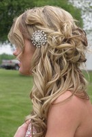 Glamorous prom hairstyles picture with crystal floral hair clip