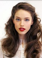 Long prom hairstyle with straight hair and long bangs