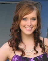 Prom hairdo with half curly updo and long straight hair side bangs with highlights