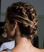 Triple French braided chignon prom hairstyles photos