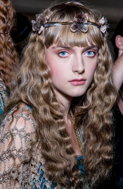 Wavy long fairytale hair with floral headband